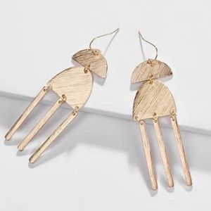 Anthropologie Gold Plated Long Geometric Umbrella Drop Earrings D29